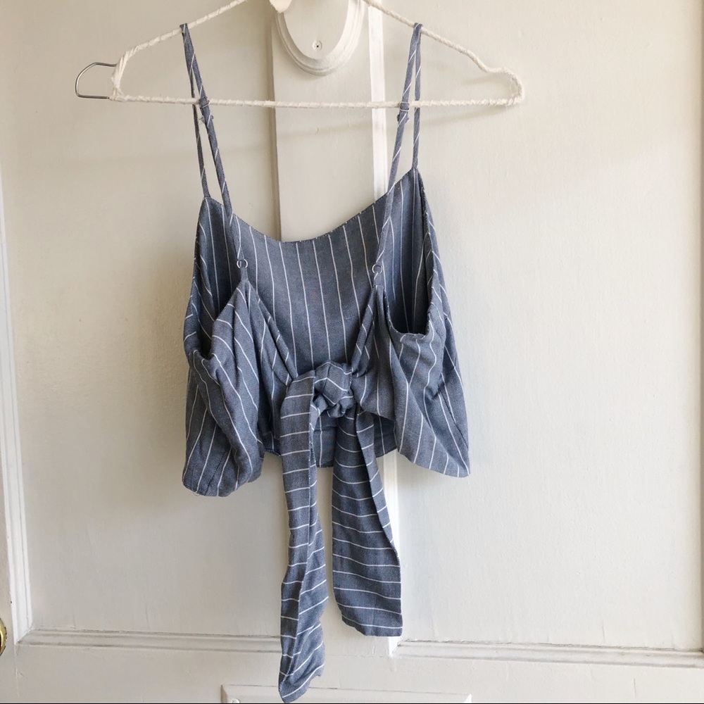 John Galt Tie Back Striped Crop Top